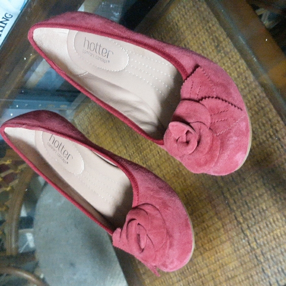 Hotter Suede Tango Red Periwinkle Periw Size 6.5 - Picture 1 of 4